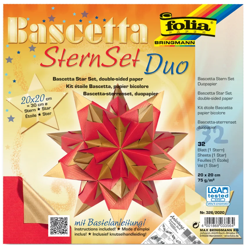 folia Feuilles de papier pliable étoile Bascetta, 75 g/m2 - OEM 336/2020