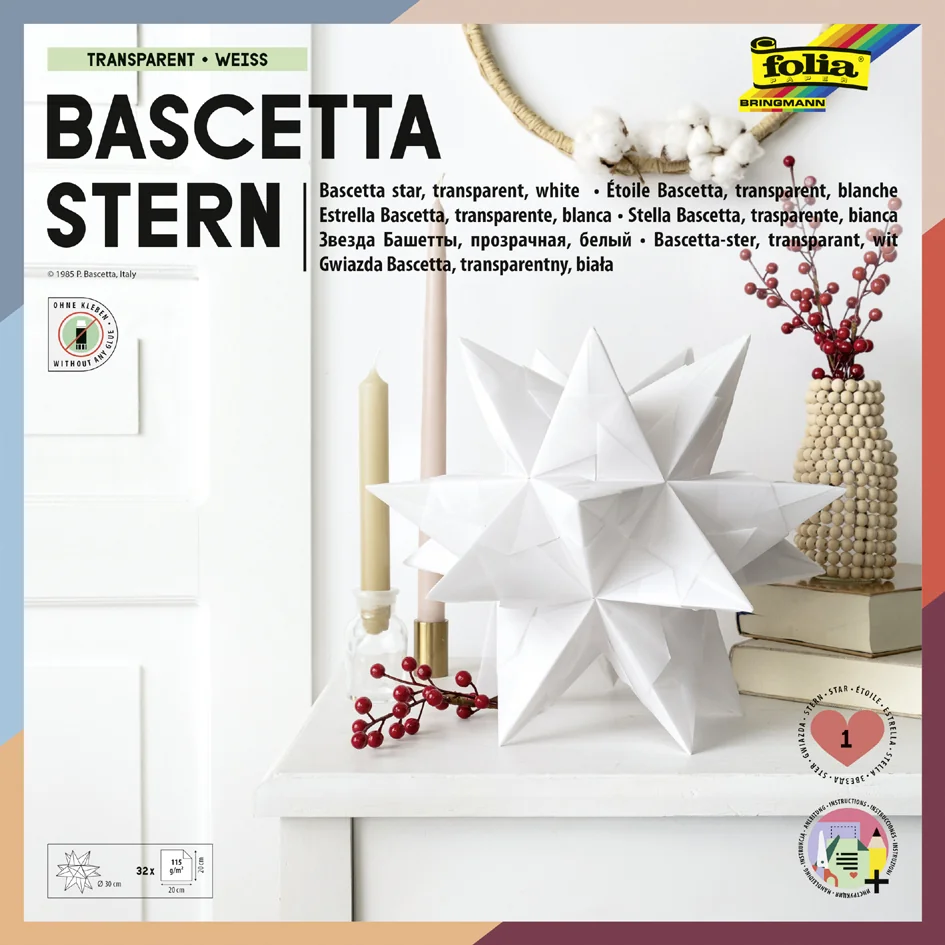 folia Feuille de papier pliable étoile Bascetta, rouge - OEM 820/2020