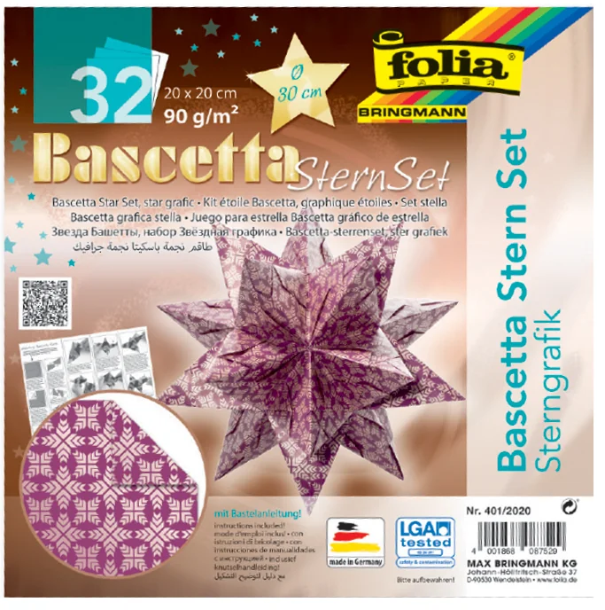 folia Feuilles de papier pliable étoile Bascetta, turquoise - OEM 405/2020