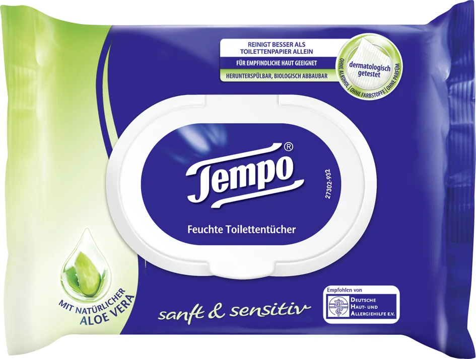 Tempo Lingette humide de toilette doux & soigneux - OEM 7322540907551
