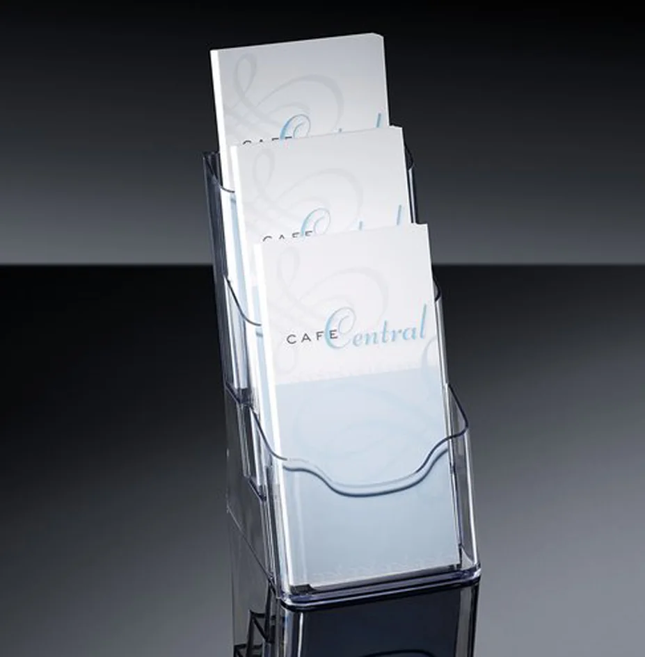 sigel porte-brochures de table 'acrylic', DL,3 compartiments - lot de 2 - OEM LH133