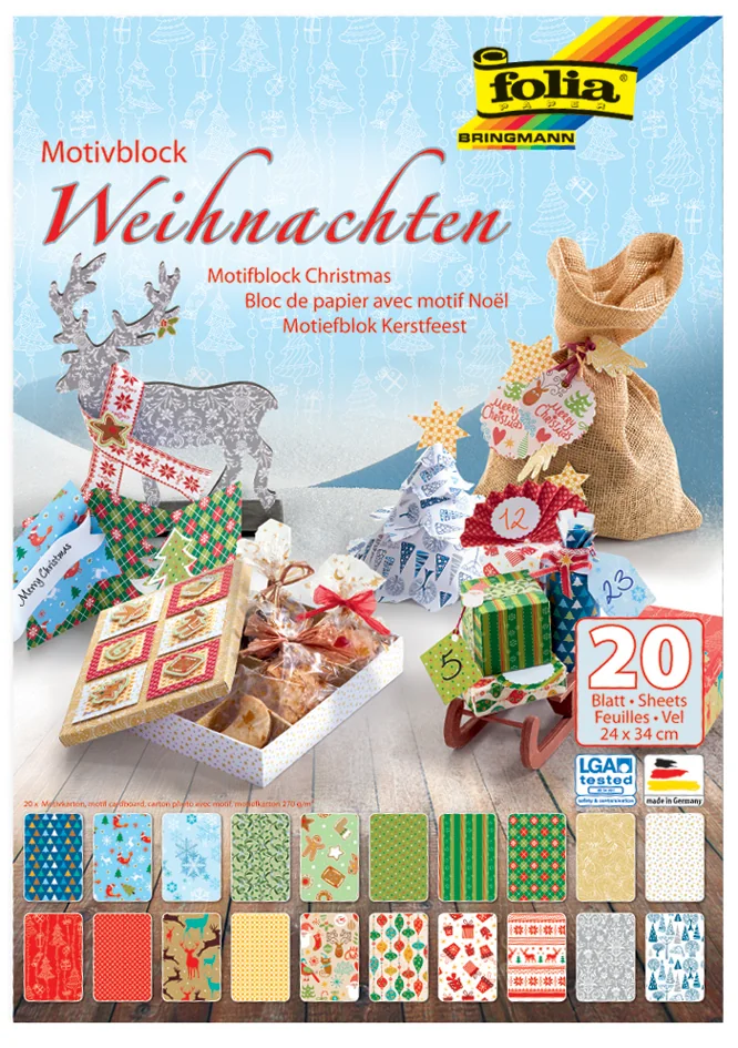 folia Bloc de papier avec motif 'Noël III', 240 x 340 mm - OEM 47249