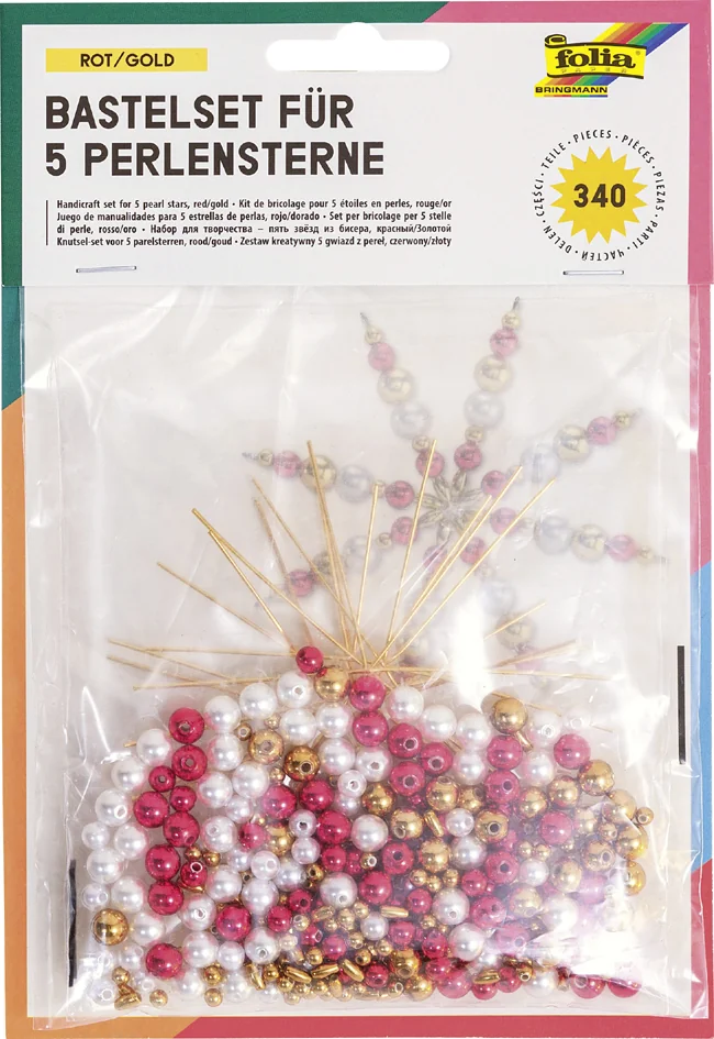 folia Kit d'étoiles en perles, 340 pièces, or / vert / rose - OEM 12540