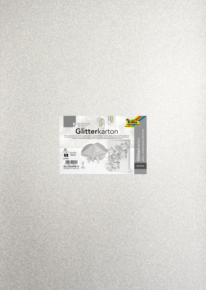 folia Carton à paillettes, 500 x 700 mm, 300 g/m2, argent - OEM 85560