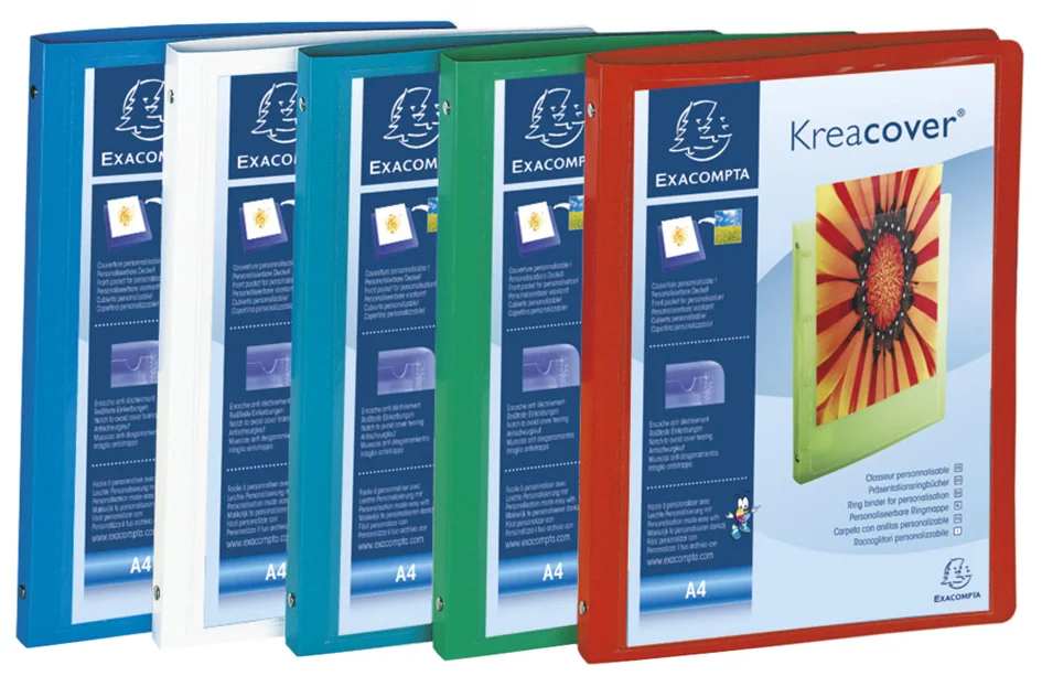 EXACOMPTA Classeur personnalisable Kreacover, PP, A4,assorti - lot de 5 - OEM 51989E
