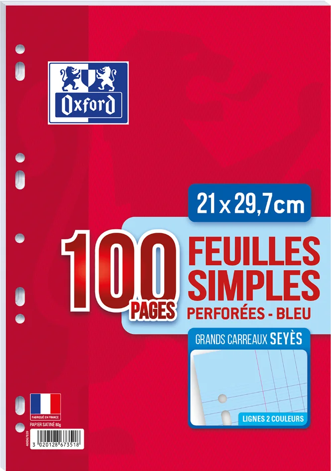 Oxford Feuillets mobiles en couleur, A4, Seyès, vert - OEM 400067864