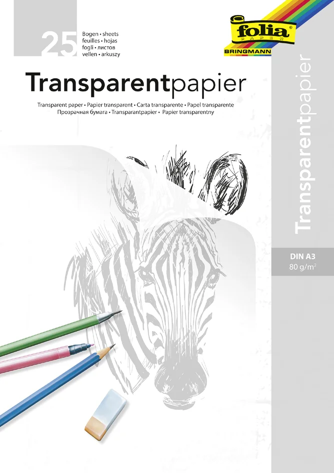 folia Bloc de papier transparent, A3, 80 g/m2, 25 feuilles - OEM 8050/25