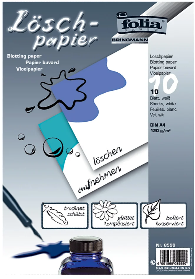 folia Papier buvard, A4, 120 g/m2, blanc - OEM 8599