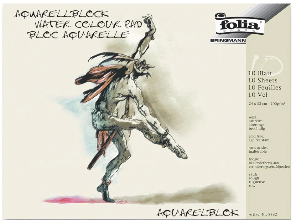 folia Bloc aquarelle, rugueux, 300 x 400 mm, 200 g/m2, blanc - OEM 8333