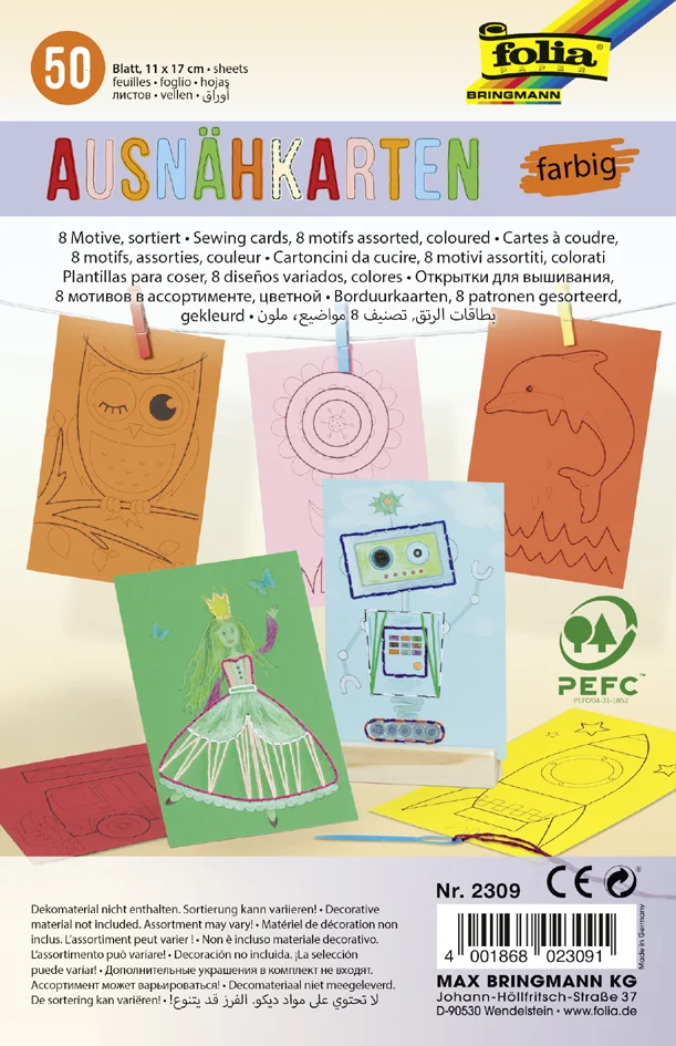 folia Cartes à coudre, 110 x 170 mm, assorti - OEM 2309 – Image 2