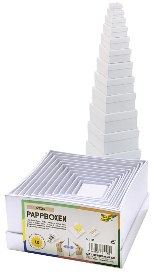 folia Boîtes de cadeau 'coeurs', 12 tailles assorties, blanc - OEM 3300