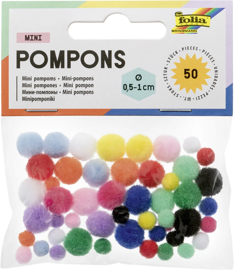 folia Mini pompons, 50 pièces, assorti - OEM 50509