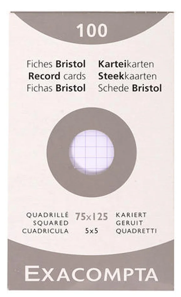 EXACOMPTA Fiches bristol, 75 x 125 mm, quadrillé, blanc - OEM 13201E
