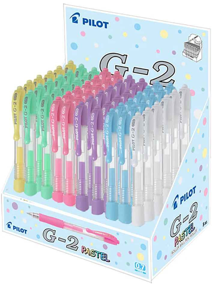 PILOT Stylo à encre gel G2 07 PASTEL, présentoir de 60 - OEM 466748