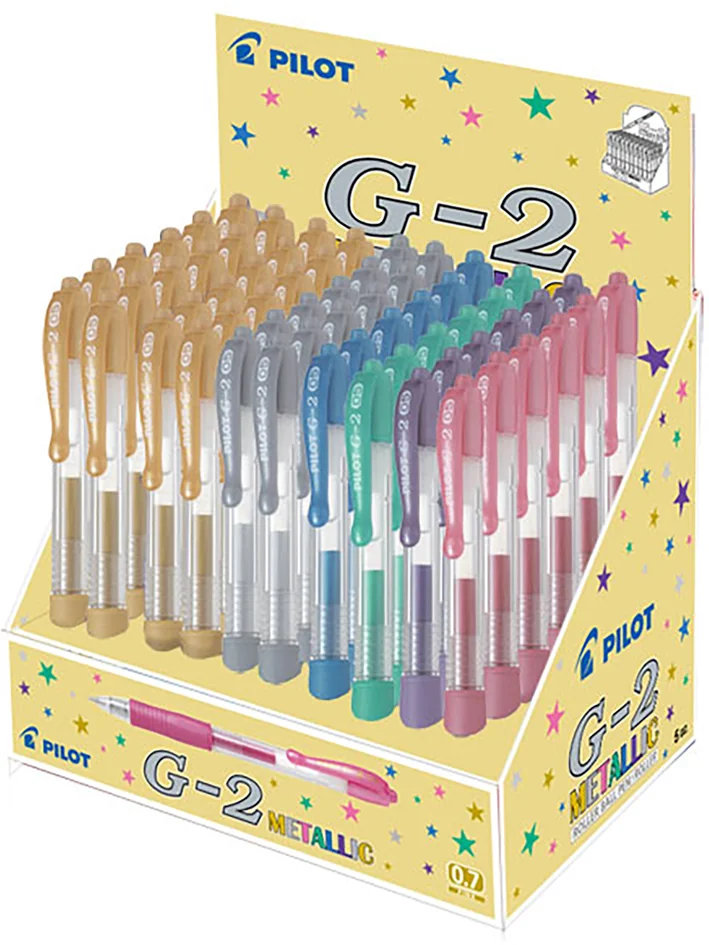 PILOT Stylo à encre gel G2 07 METALLIC, présentoir de 60 - OEM 466724