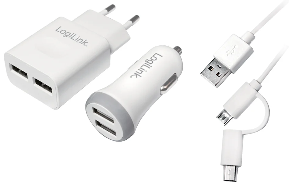 LogiLink Kit de chargeur USB, 2 pièces, chaucun 2x ports USB - OEM PA0137