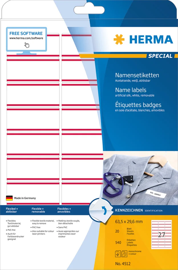 HERMA Etiquettes badges SPECIAL, 63,5 x 29,6 mm - OEM 4513