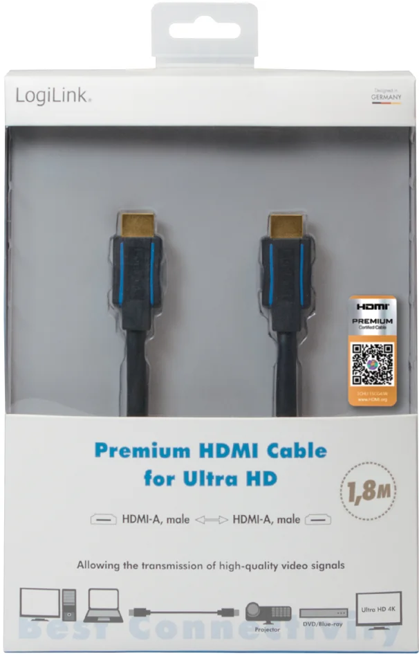 LogiLink Câble HDMI Premium pour Ultra HD, 3,0 m, noir - OEM CHB005