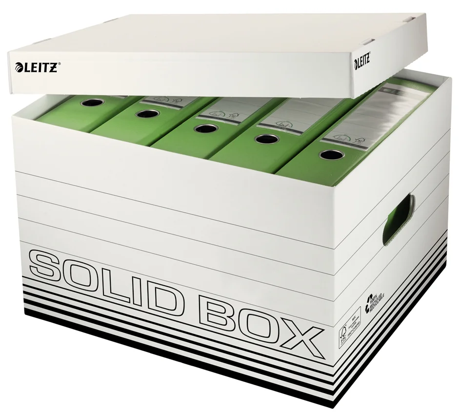 LEITZ Caisse à archives/ de tansport Solid, blanc/noir - lot de 10 - OEM 6119-00-01