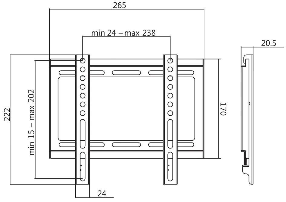 LogiLink Support mural pour TV, plat, pour 58,42 à 106 - OEM BP0034