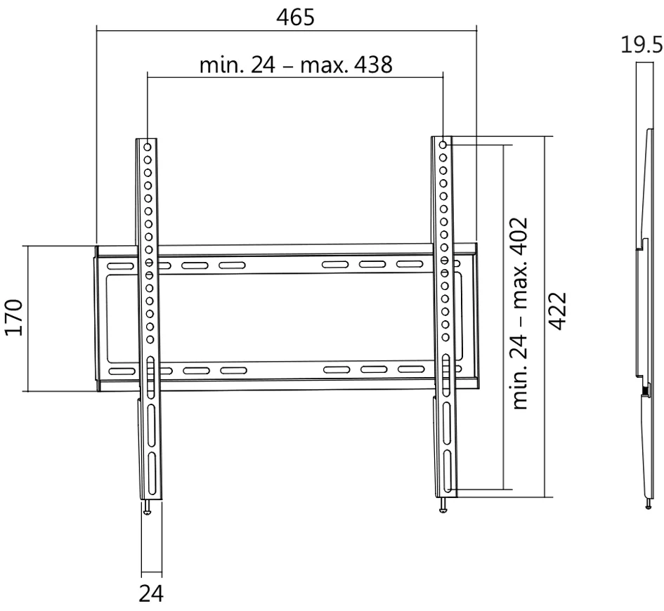 LogiLink Support mural pour TV, plat, pour 81,28 à 139 - OEM BP0009