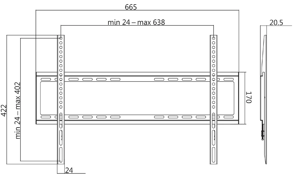 LogiLink Support mural pour téléviseur, plat, pour 96,98 - OEM BP0038