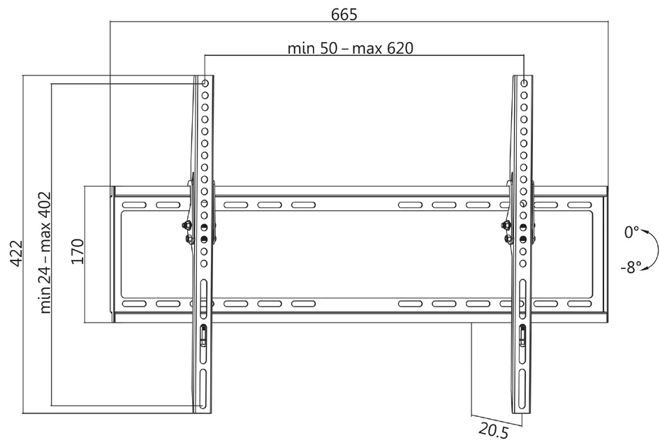 LogiLink Support mural pour TV, inclinable, pour 96,98 - OEM BP0039