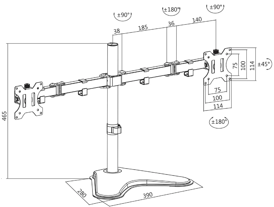 LogiLink Bras support pour écran TFT/LCD avec scole, 2 bras - OEM BP0045