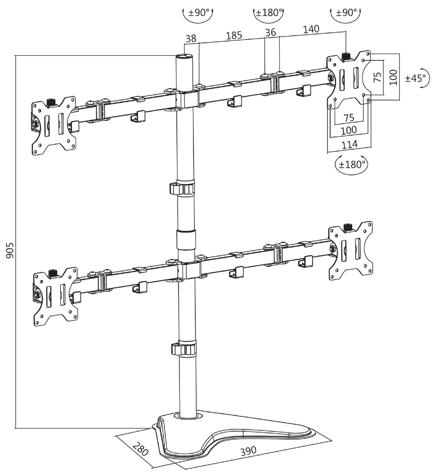 LogiLink Bras support pour écran TFT/LCD avec socle, 4 bras - OEM BP0046