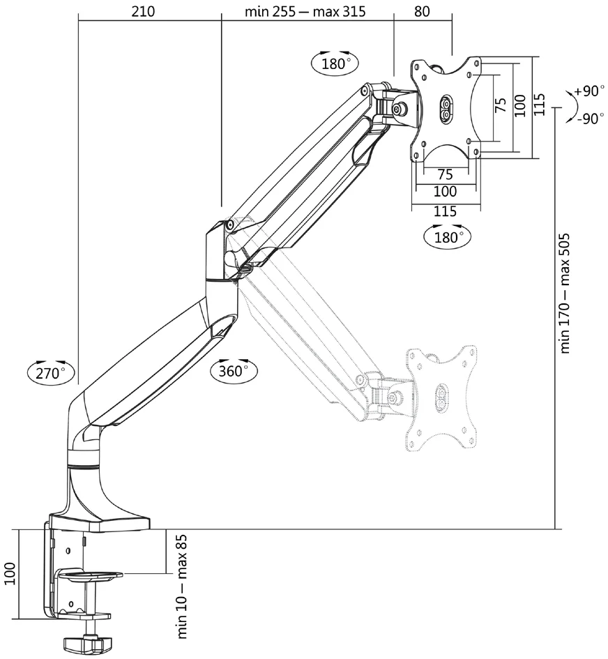 LogiLink Bras support pour écran, en aluminium - OEM BP0042