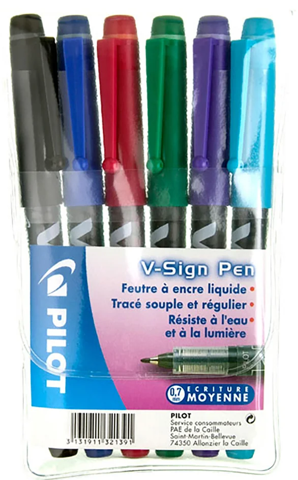 PILOT Stylo feutre V Sign Pen, étui de 6 pièces - OEM 321391
