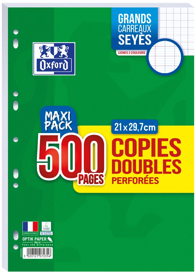 Oxford Copies doubles perforées, A4, Seyès, MAXI PACK - OEM 100902228