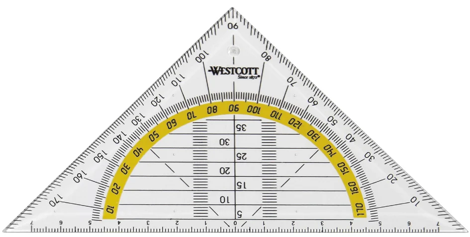 WESTCOTT Equerre géométrique, hypoténuse: 140 mm - OEM E-10130 BP