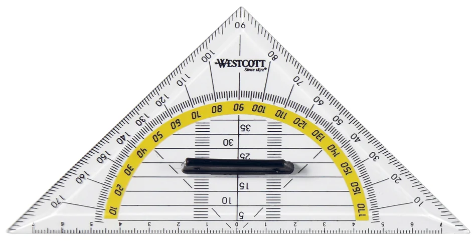 WESTCOTT Equerre géométrique, hypoténuse: 140 mm, poignée - OEM E-10133 BP