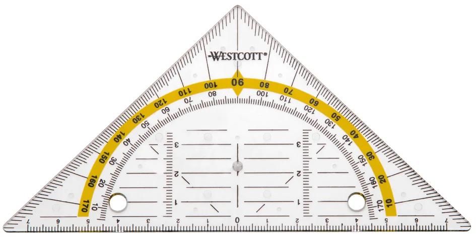 WESTCOTT Equerre géométrique avec perforations pour classeur - OEM E-10139 00