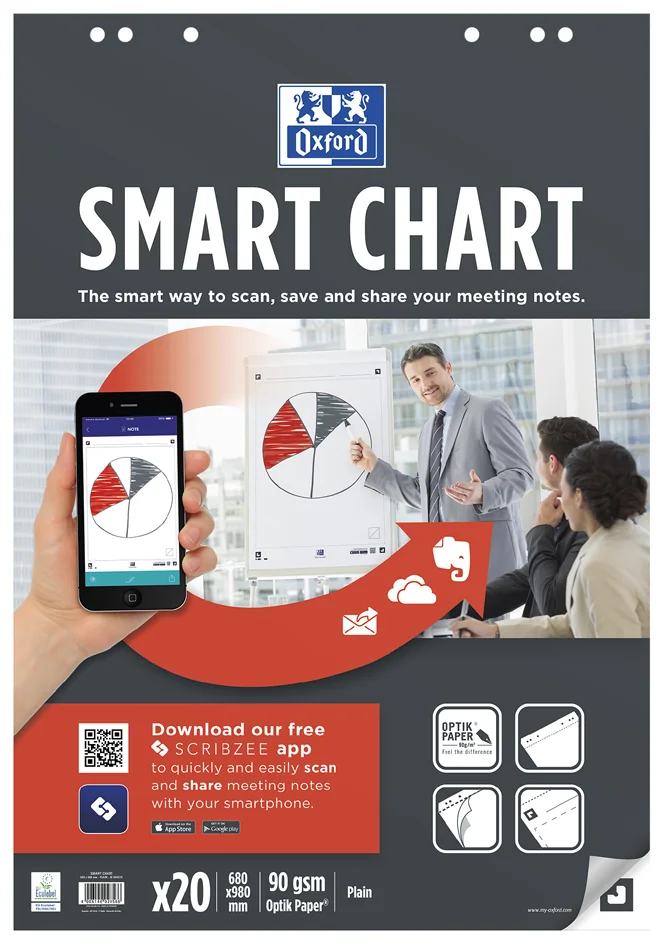 Oxford Bloc de conférence 'Smart Chart', autocollant - lot de 3 - OEM 400096276