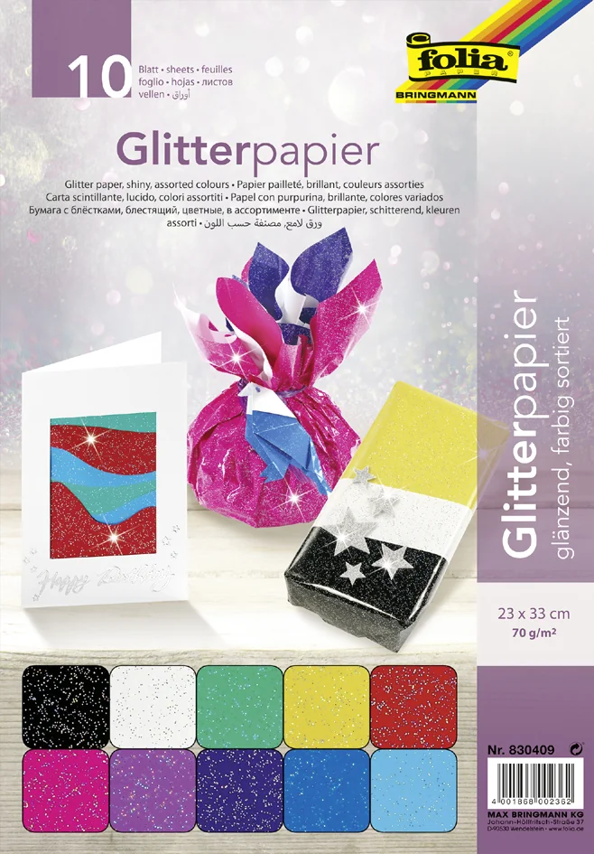 folia Papier pailleté, 70 g/m2, 230 x 330 mm, assorti - OEM 830409