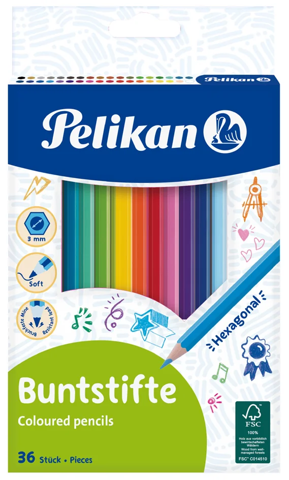 Pelikan Crayon de couleur hexagonal mince, étui de 36 - OEM 100401584