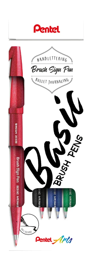 PentelArts Stylo feutre Brush Sign Pen, étui de 4, Colour - OEM SES15-4COL