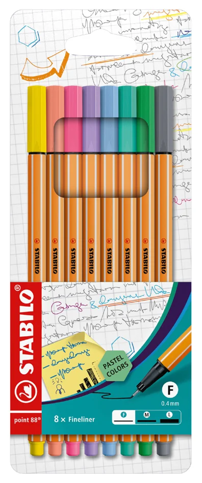 STABILO Feutre à pointe fine point 88, étui carton de 8 - OEM EO88/8-01