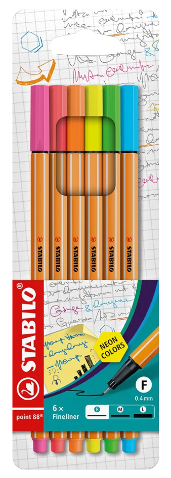 STABILO Feutre à pointe fine point 88, étui carton de 6 - OEM EO88/6-1