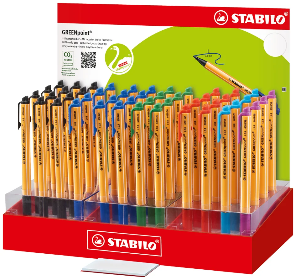 STABILO Feutre GREENpoint, présentoir en carton de 48 - OEM 6088/48-1