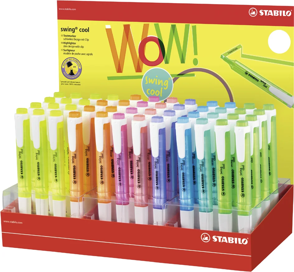 STABILO Surligneurs swing cool, présentoir en carton de 48 - OEM 275/48-1