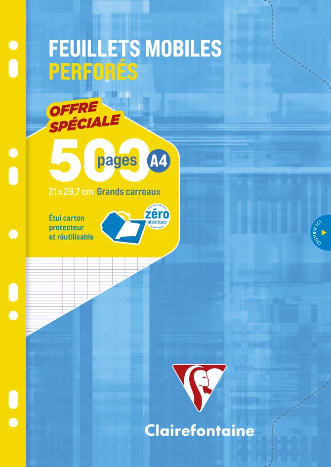 Clairefontaine Feuillets mobiles perforés, A4, séyès - OEM 11791C