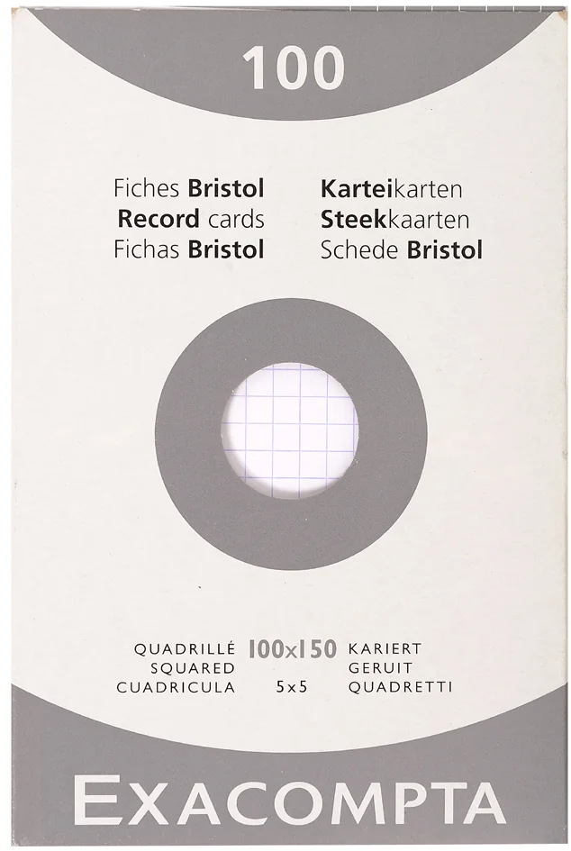 EXACOMPTA Fiches bristol, 100 x 150 mm, quadrillé, blanc - OEM 13602E