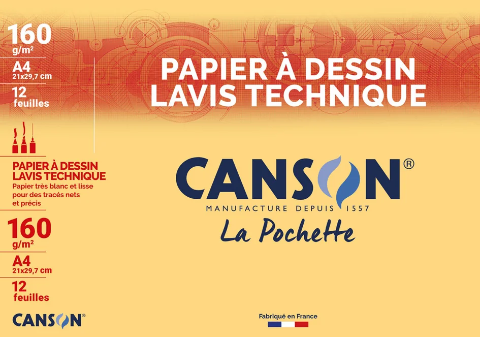 CANSON Papier à dessin Lavis technique, 240 x 320 mm, blanc - OEM C200037110