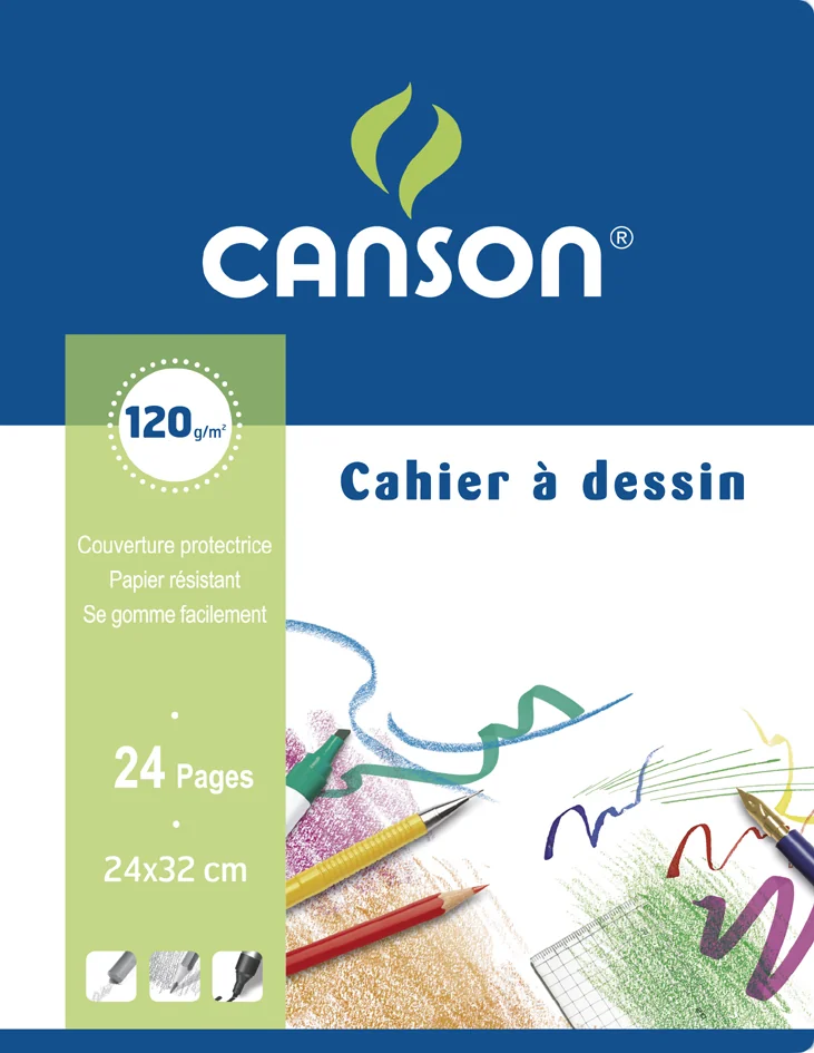CANSON Cahier à dessin, uni, 120 g/m2, 170 x 220 mm - OEM C400016886