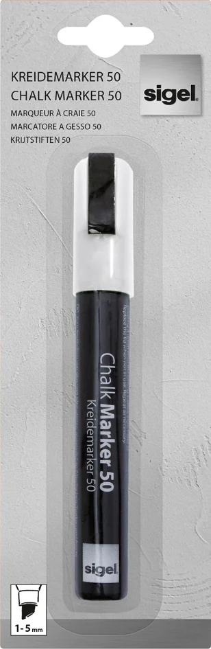 sigel Marqueur à craie, pointe biseautée: 1 - 5 mm, blanc - OEM BA181