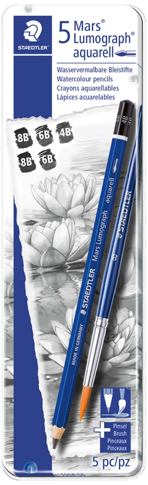 STAEDTLER Mars Crayon Lumograph aquarell, étui en métal de 6 - OEM 100A G6