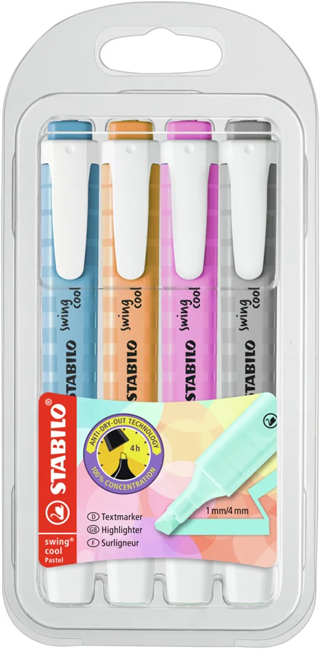 STABILO Surligneur swing cool Pastel Edition, étui PET de 8 - OEM 275/8-08-1